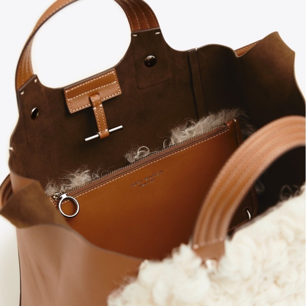 ⛔️SOLD/Authentic Tory Burch leather/Shearling tote - Picture 5 of 9